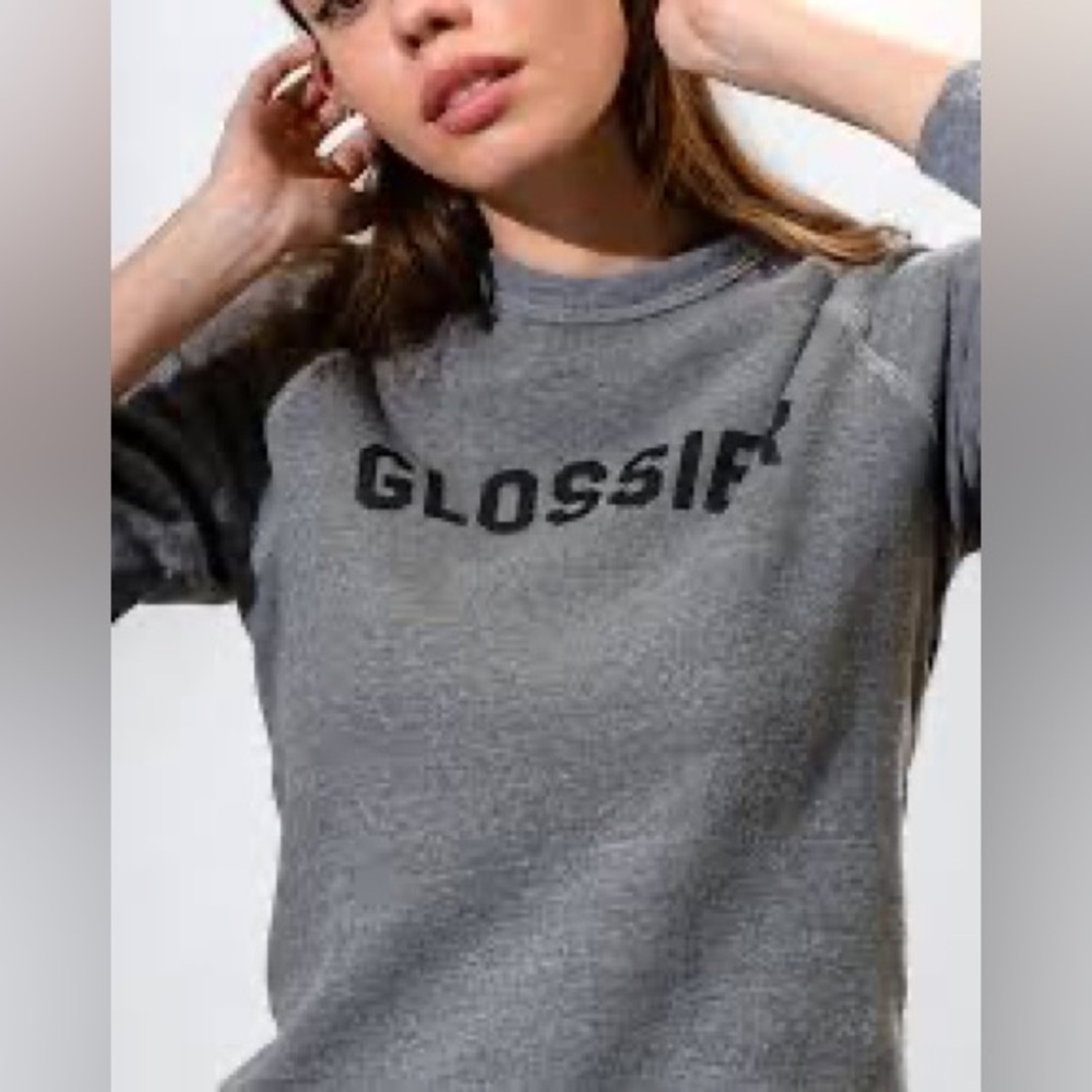 Glossier classic grey sweatshirt size medium crew neck pullover